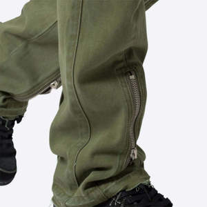 Pantalon cargo ample évasé pour homme, teinture personnalisée, couleur unie, en coton, respirant et infroissable - Product Image 5