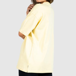 เสื้อยืดแขนสั้นคอกลมสีเหลืองทรงหลวมสำหรับผู้หญิง สีพื้น เรียบง่าย ระบายอากาศได้ดี ผ้าฝ้ายถัก ใส่ได้ทั้งฤดูใบไม้ผลิและฤดูร้อน - Product Image 5