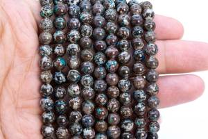 Cuentas de Cuarzo Azurita Malaquita Color Café, Piedras Preciosas Naturales Genuinas, Hilo Completo de Cuentas Redondas Sueltas de 15.5 Pulgadas, a Granel - Product Image 2