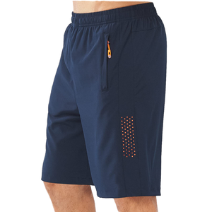 Shorts Bermuda pour homme bleu marine à séchage rapide avec poche latérale et détail à pois orange, vêtements de sport décontractés, taille élastique, 300 GSM - Product Image 3