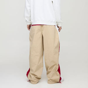 New Arrival 2026 Men's Beige <b>Harem</b> Pants With Red Side Stripe Elastic Waist Casual Autumn Wear Canvas Material Breathable Style - Product Image 6