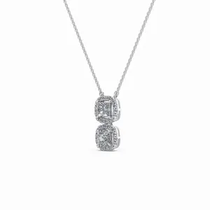 Pendentif pour femme en or blanc 18 carats avec diamant de laboratoire taille princesse et coussin, certifié IGI et clarté VVS, tendance pour mariage - Product Image 3