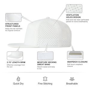 Gorra Snapback Unisex de 6 Paneles, Malla Blanca Transpirable, Ajustable, Visera Plana, Estilo Casual para Exteriores - Product Image 3