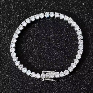 Premium Hip Hop Tennis Link Necklace Round Brilliant Cut Moissanite Luxury Chain Jewelry for Men <b>Women</b> Party Wear - Product Image 3