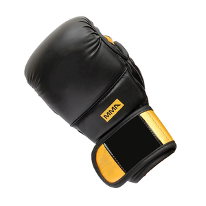 Gants de combat MMA en cuir véritable noir avec fermeture auto-agrippante réglable, unisexes, pour arts martiaux - Product Image 6