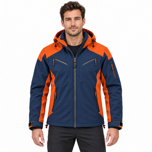 Chaqueta Softshell de Invierno para Hombre, Diseño Color Block, Estilo Casual Urbano, Forro Polar Cortavientos, Capucha Desmontable, Ropa de Abrigo para Viajes y Senderismo - Product Image 4