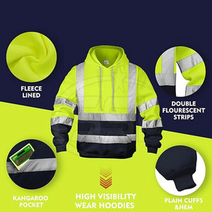 High Performance Safety Hoodie ANSI Class 2 Waterproof Customized Logo Visibility Workwear for Active Professional <b>Environments</b> - Product Image 5