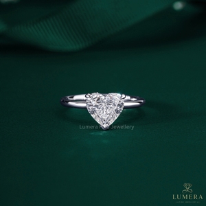 Bague de fiançailles en diamant cultivé en laboratoire certifié IGI, halo caché, taille cœur, cadeau de joaillerie fine, pour femme élégante - Product Image 2