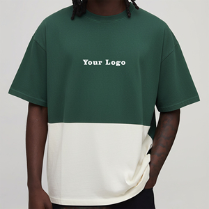 T-shirt personnalisé OEM/ODM à col rond et épaules tombantes, color block, pour homme, respirant, tendance, style hip hop - Product Image 5
