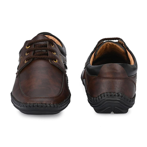 Chaussures habillées en cuir à lacets, bout rond, couleur unie, pour le bureau, confortables pour hommes, toutes saisons, semelle intermédiaire en EVA, semelle extérieure en caoutchouc - Product Image 3