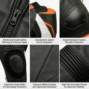 Traje de Cuero Personalizado para Motociclismo de Competición al por Mayor OEM, Equipo de Protección para Motociclistas para Días de Pista, Ropa de Cuero Vacuno con Armadura CE - Product Image 6