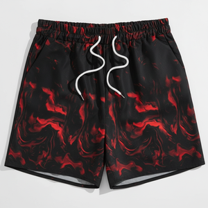 Shorts de Playa para Hombre, Casuales, con Estampado de Llamas Rojas, Secado Rápido, Logotipo Personalizado, Verano 2026 - Product Image 1