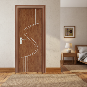 Puerta Interior Compuesta Ignífuga, Revestimiento de Madera con PVC, Impermeable, Diseño Minimalista Rústico, para Cocina, Baño, Villa, Apartamento - Product Image 6