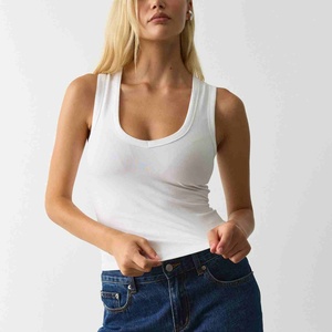 Top Deportivo Corto sin Mangas para Mujer, Cuello Redondo, Tejido Jersey, 100% Algodón, Ropa Deportiva para Gimnasio - Product Image 3