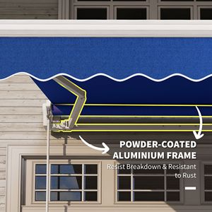 8FT X 6.6FT Blue Manual Retractable Patio Awning Folding Sun Shade Deck <b>Window</b> <b>Cover</b> for Exterior UV Protection Terraces 3M 4M - Product Image 6