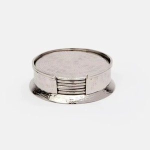 Posavasos de Metal de Estilo Moderno y Elegante, de la Mejor Calidad, Hechos a Mano, Redondos, de Acero Inoxidable, Fabricante de la India - Product Image 1