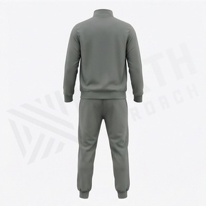 Survêtement gris pour homme, sweat-shirt à col montant avec fermeture éclair intégrale et poches latérales, coupe classique, vêtements de sport décontractés, tenue d'automne - Product Image 2