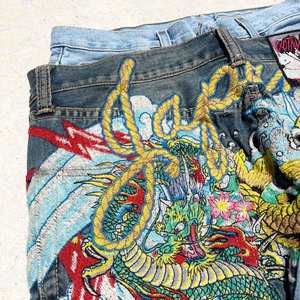 EXITO INTL <b>Men's</b> Lightweight High Quality Printed Worsted Straight Pants Elastic Waist Bleached Street Style <b>Drawstring</b> Closure - Product Image 5