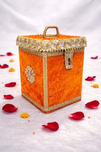 Decorative Velvet Stainless Steel Handcrafted Airtight Eco-Friendly Clip-on Lid Indian Container Wedding <b>Sweet</b> Favor Eid/Ramadan - Product Image 4
