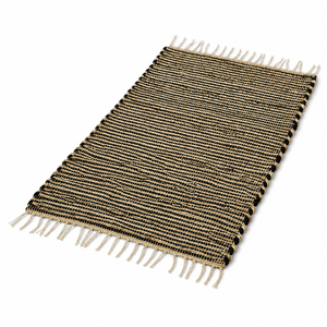 Black Beige Striped Modern Eco-Friendly Jute Area <b>Rug</b> <b>Flat</b> Pile Handmade Woven Carpet Tassel Edges for Bathroom Bedroom Hallway - Product Image 2