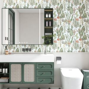 Papel Tapiz Autoadhesivo con Diseño Floral Verde del Oeste y Cactus, Estilo Vintage Desértico - Product Image 6