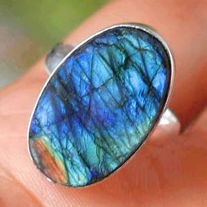 Stylish Labradorite Druzy Gemstone <b>Ring</b> | Natural Raw Stone Silver Plated Multi Flash | <b>Statement</b> Jewelry <b>Ring</b> Wholesale Africa - Product Image 6