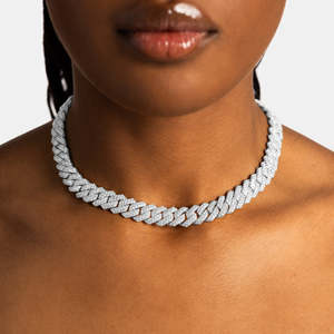 Collar de Cadena Cubana de Plata de Ley 925 con Moissanita, Corte Brillante Redondo, Joyería Hip Hop para Fiestas y Bodas - Product Image 6