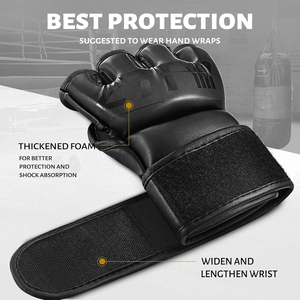 Genuine Leather MMA <b>Gloves</b> <b>Moisture</b> Wicking Lace-Up Closure for Wrist Support-Customizable Options for Adult Boxing - Product Image 2