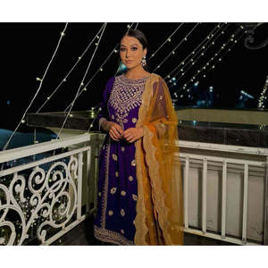 Conjunto superior e inferior de diseñador para mujer con Dupatta para ropa de fiesta - Product Image 3