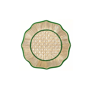 Nouvelle assiette de présentation en rotin faite à la main, set de table pour table à manger, prix de gros, avec bordure rayée et tissage décoratif - Product Image 2