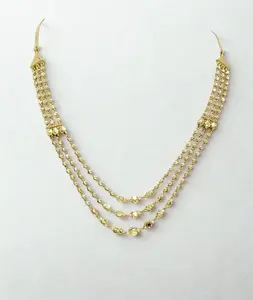 Elegante collar de cuentas doradas de varias capas con diseño de cadena larga para mujer, joyería nupcial tradicional para fiestas. - Product Image 3