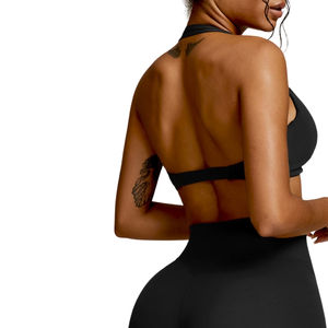 Soutien-gorge de sport respirant à col en V profond, de qualité supérieure, confortable, extensible, sans couture et durable, vente en gros - Product Image 3