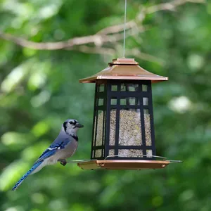 Comedero para pájaros de cobre personalizado con marco de acabado negro, comedero para pájaros silvestres de metal sólido para jardín exterior, a bajo precio. - Product Image 3