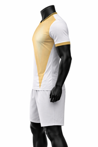 Conjunto de Uniforme de Fútbol Personalizado en Oro Blanco para Hombre, Camiseta y Pantalones Cortos de Fútbol Transpirables de Secado Rápido, OEM ODM - Product Image 4