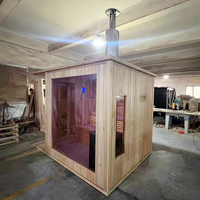 Harga Terbaik Set Sauna dan Shower untuk 4-5 Orang, Kamar Mandi Sauna Kayu yang Dapat Disesuaikan, Sauna Luar Ruangan, Kombinasi Shower dan Sauna