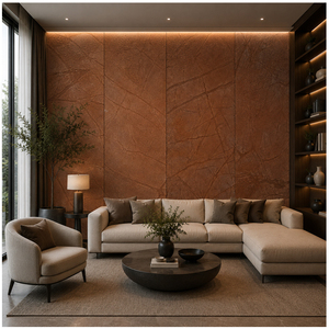 Fabricante indio de láminas de lujo con patrón de mármol marrón estilo selva tropical, chapa de piedra natural, impermeable, duradera, 100% ecológica - Product Image 1