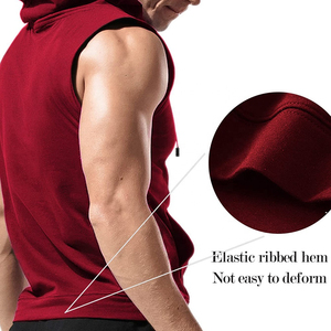 Camiseta sin mangas con capucha para hombre, 100% algodón, tela jersey, diseño con bolsillo, cómoda, para culturismo - Product Image 3