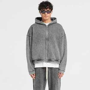 Fabricant de sweats à capuche personnalisés style streetwear, veste zippée vintage oversize en coton épais, vêtements à capuche - Product Image 2