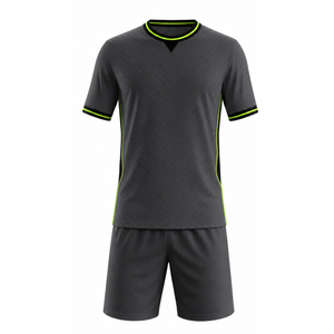 Premium Minimalist Dark Grey Soccer Uniform Set with Neon <b>Lime</b> and Black Trim High-Definition Sublimation Team Training Wear - Product Image 1