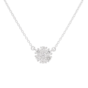 0.35 กะรัต จี้รูปดอกไม้ประดับเพชรขนาดเล็กชุบทองคำขาว 14K - Product Image 1