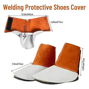 Couvre-chaussures de soudeur en cuir de vachette pleine fleur de qualité supérieure, guêtres de pompier imperméables certifiées CE, résistantes à la chaleur, SÉCURITÉ - Product Image 3