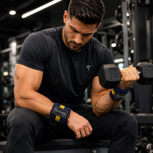 GAPE SPORTS Bandes de soutien pour poignets Bleu marine Jaune Réglables avec fermeture auto-agrippante Musculation Entraînement de force Unisexe Prix de gros - Product Image 3