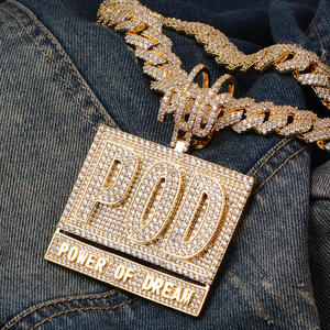 จี้ห้อยคอแบบสั่งทำสไตล์ CONCEPTION สำหรับงานปาร์ตี้ฮิปฮอป  ทำจากเงินแท้ 925 ชุบทอง 10K ประดับเพชรโมอิสซาไนต์ รูปตัวอักษร - Product Image 3