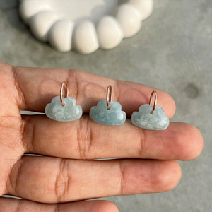 Pendentif Breloque en Pierre Précieuse Aigue-marine Nuage avec Anneau Plaqué Or Rose pour la Fabrication de Colliers et Boucles d'Oreilles - Product Image 1