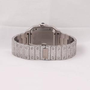 Montre de luxe personnalisée pour homme, entièrement sertie de diamants, automatique, en acier inoxydable, avec diamants Moissanite. - Product Image 4