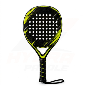 Raqueta de Pádel Hydra Paddle Negra en Forma de Lágrima de Fibra de Carbono con Empuñadura Verde Neón - Product Image 5