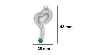 14KT Certified Heart <b>Pendant</b> with Diamonds & Natural <b>Emerald</b> Drop - Product Image 2