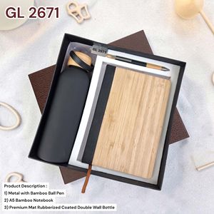Natural PU Leather Business <b>Gift</b> <b>Box</b> PU Leather Notebook Metal Ball Pen Matte Rubberized Double Wall Water <b>Bottle</b> Personalized - Product Image 1