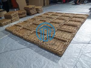 Slim Wicker Rattan Long Rectangular <b>Tray</b> Organizer For Tabletop Display, <b>Kitchen</b> Storage And Decorative Arrangement - Product Image 6