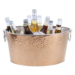 Seau à glace en acier inoxydable plaqué cuivre de grande capacité de 5 litres, texture martelée, pour boissons et aliments, fournitures pour événements - Product Image 1